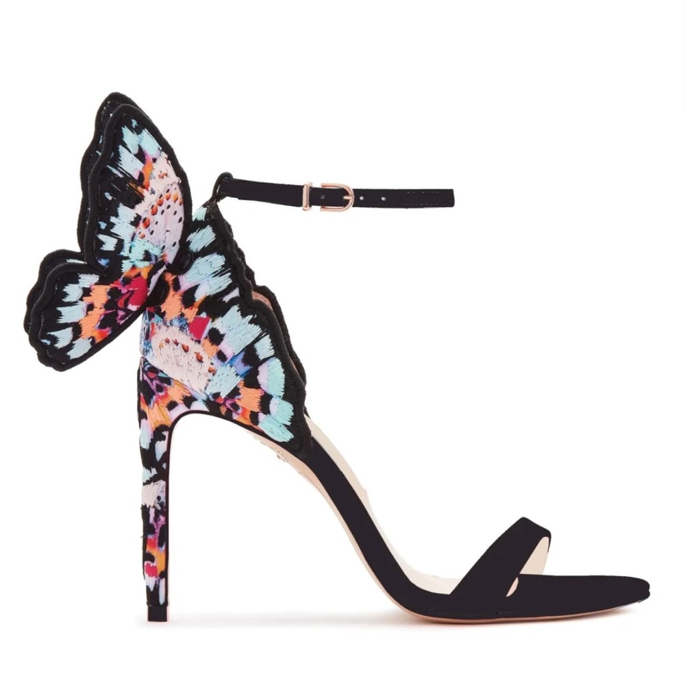 Sophia Webster Black Stiletto Heels with Butterfly Design